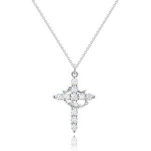 Perfect Gift Women Silver Crown Cross Necklace Gold Silver Plated Faith Jewelry